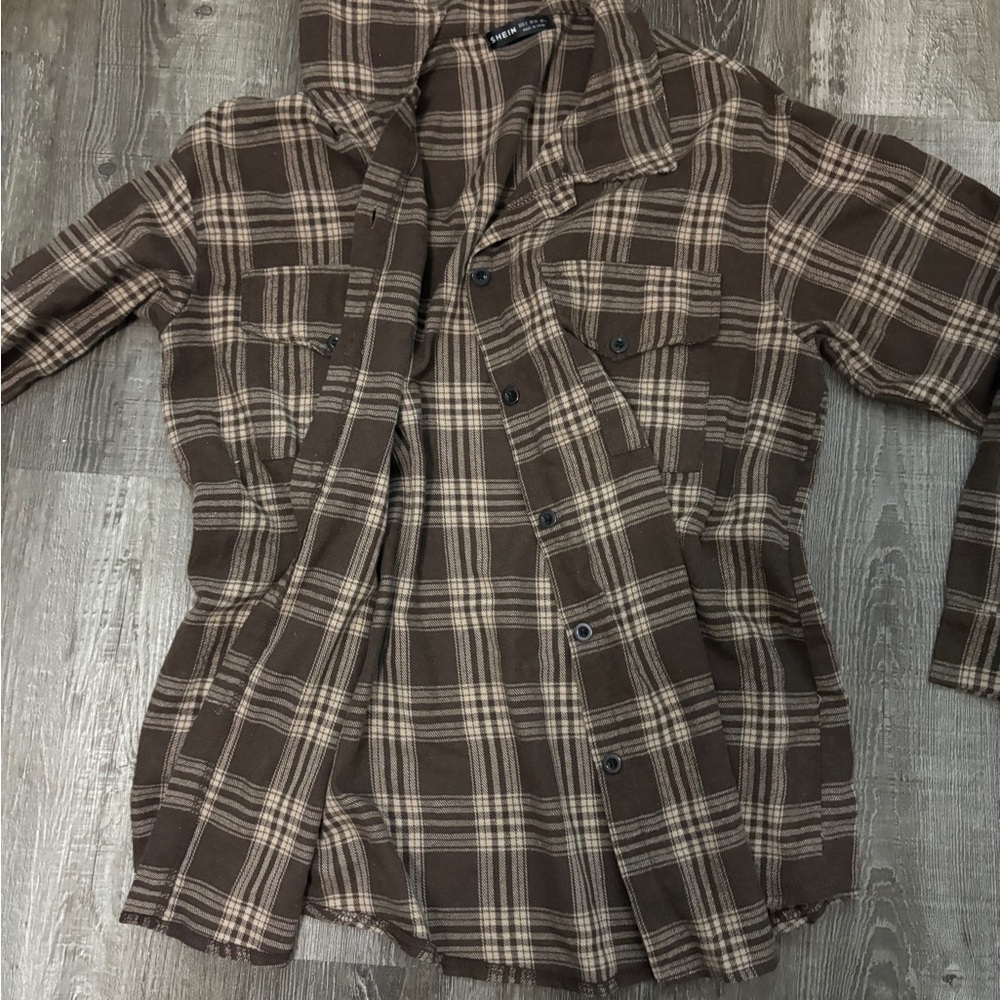 SHEIN Brown Checkered Shirt